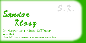 sandor klosz business card